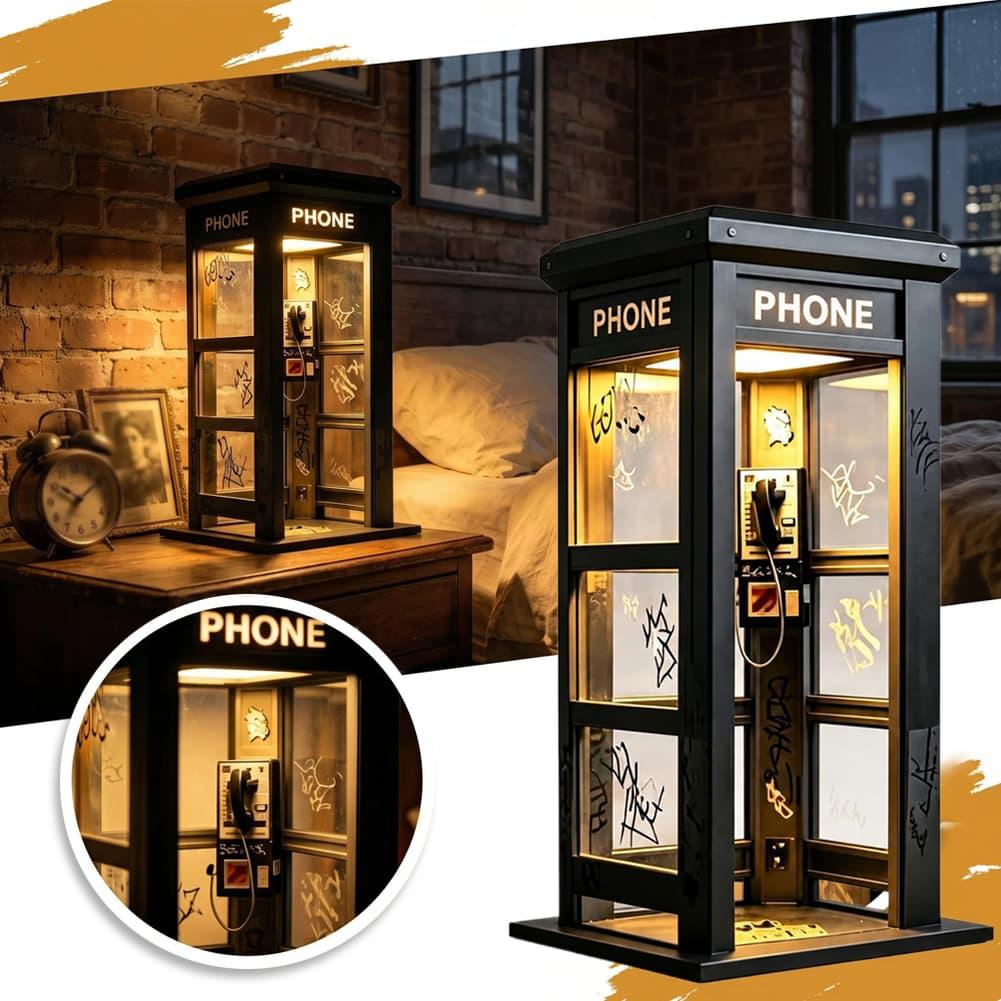 Renewable Energy Battery - Retro Graffiti Phone Booth Table Lamp