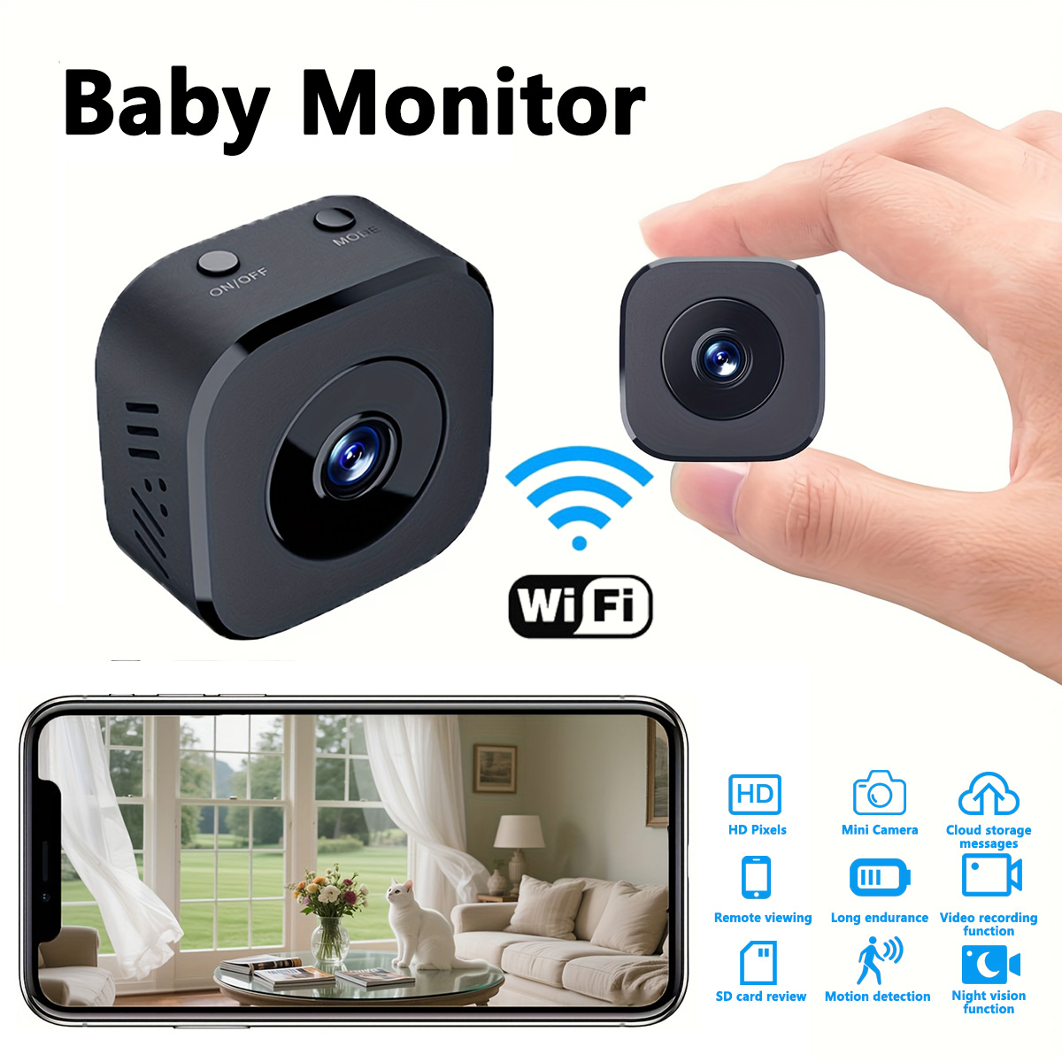 Renewable Energy Battery - 1080P HD Mini WiFi Camera Indoor